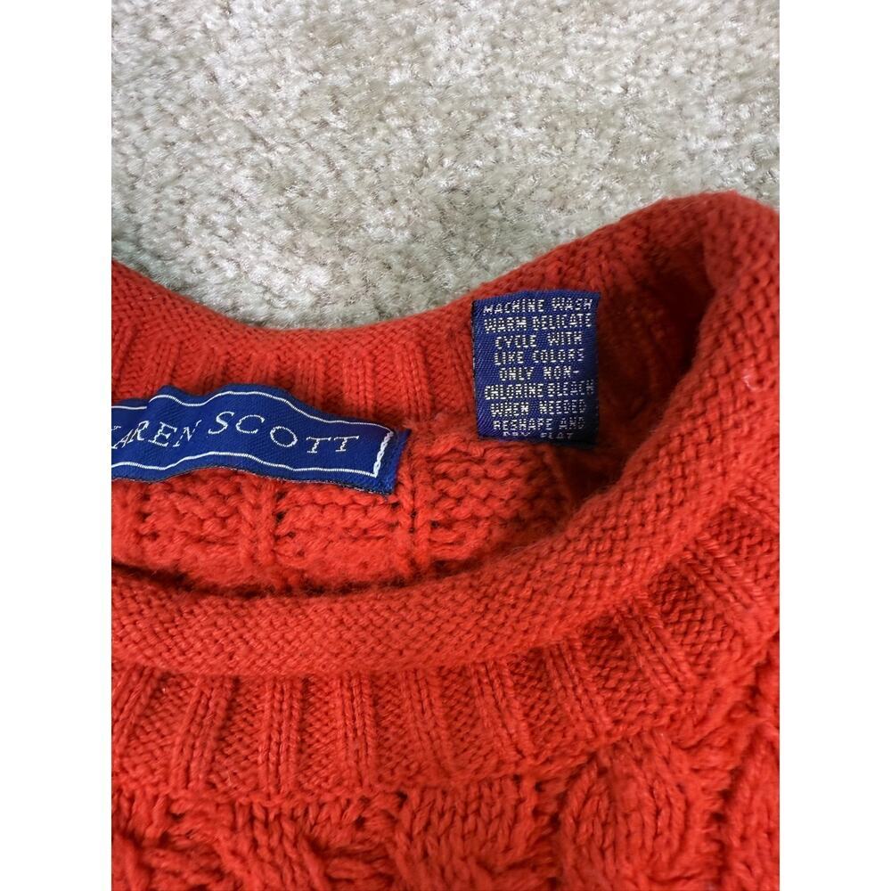 Karen Scott Sweater Women's Size Small Red Long Sleeves Cable Knit Pullover C691 - Picture 6 of 9